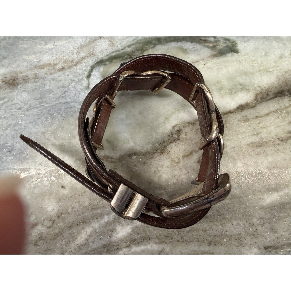 1990s Brighton Womens S Brown Leather Belt Silver XS And Diamond Concho Western - Picture 15 of 15